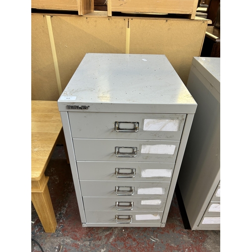 163 - A Bisley grey metal six drawer office filing cabinet - approx. 67cm high x 35cm wide x 46cm deep