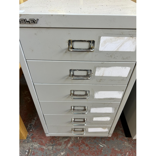 163 - A Bisley grey metal six drawer office filing cabinet - approx. 67cm high x 35cm wide x 46cm deep