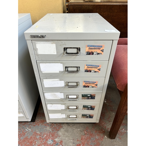 164 - A Bisley grey metal six drawer office filing cabinet - approx. 67cm high x 35cm wide x 46cm deep