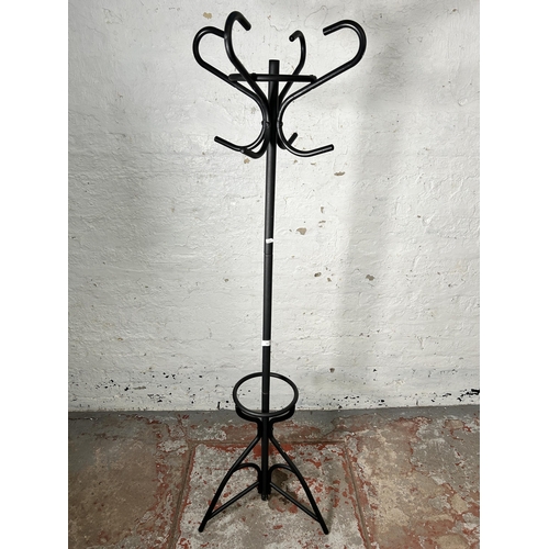 166 - A mid 20th century style black metal coat stand - approx. 170cm high