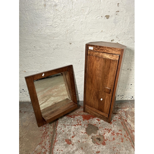 173 - Two pieces of Next Dakota mango wood furniture, one mirror with shelf - approx. 54cm high x 50cm wid... 