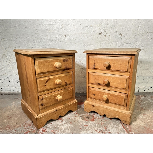 178 - A pair of solid pine bedside chests of drawers - approx. 63cm high x 43cm wide x 39cm deep