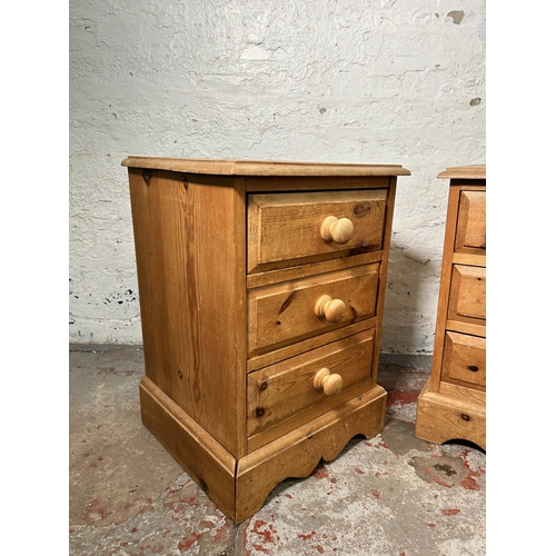 178 - A pair of solid pine bedside chests of drawers - approx. 63cm high x 43cm wide x 39cm deep