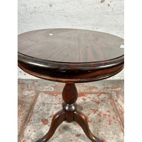 182 - A Georgian style mahogany circular tripod side table - approx. 65cm high x 48cm in diameter