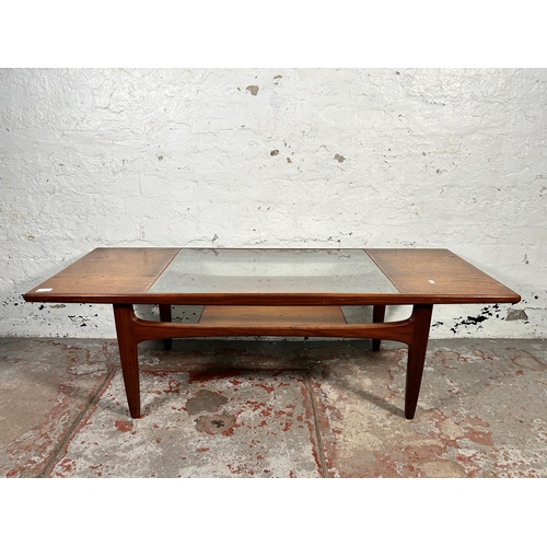 185 - A G Plan Fresco teak and glass rectangular coffee table - approx. 43cm high x 51cm wide x 137cm long