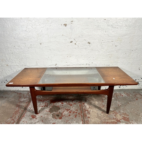 185 - A G Plan Fresco teak and glass rectangular coffee table - approx. 43cm high x 51cm wide x 137cm long