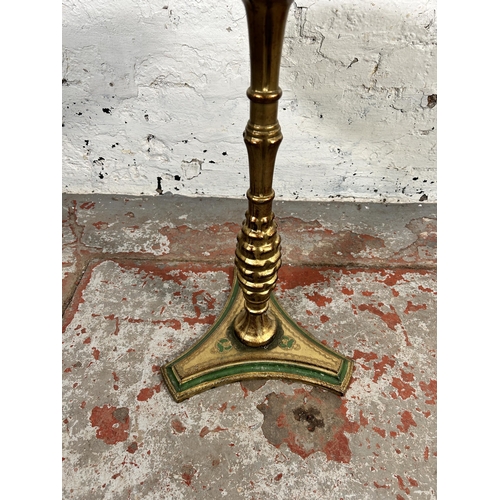 186 - An Italian Florentine gilt and green painted plastic pedestal side table - approx. 56cm high x 38cm ... 