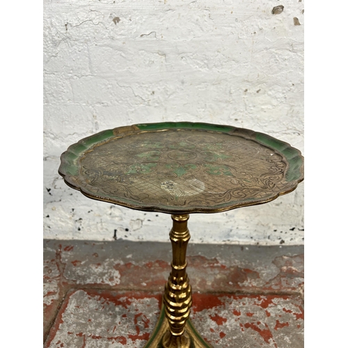 186 - An Italian Florentine gilt and green painted plastic pedestal side table - approx. 56cm high x 38cm ... 