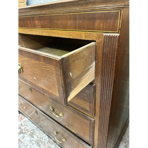 5 - A George III oak and mahogany crossbanded chest of drawers on bracket supports - approx. 102cm high ... 