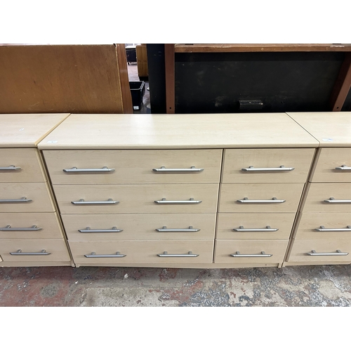 54 - A modern beech effect chest of drawers - approx. 75cm high x 112cm wide x 40cm deep