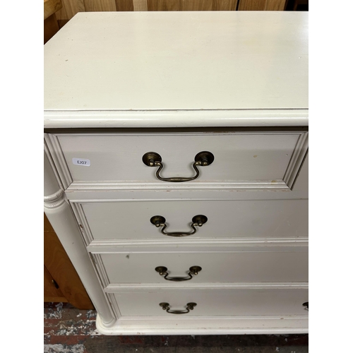 64 - A Laura Ashley Clifton ivory painted chest of drawers - approx. 87cm high x 90cm wide x 48cm deep