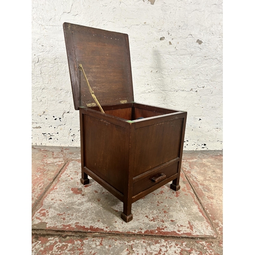 8 - A 1930s mahogany sewing box with single drawer - approx. 43cm high x 39cm wide x 40cm deep
