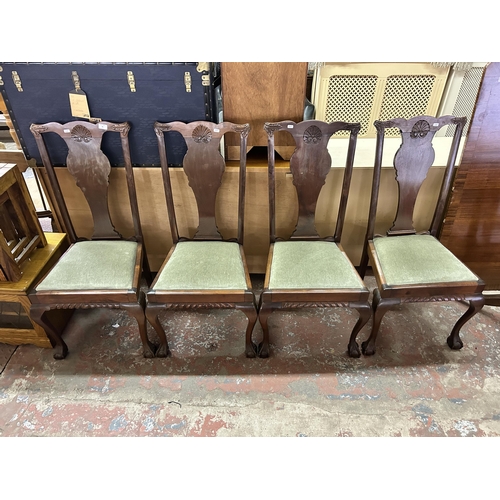 85 - Four Georgian style mahogany dining chairs on ball and claw supports