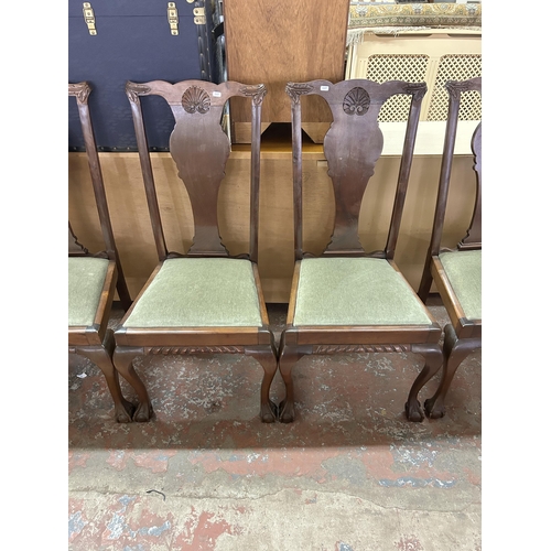 85 - Four Georgian style mahogany dining chairs on ball and claw supports