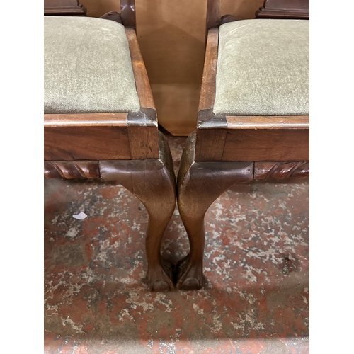 85 - Four Georgian style mahogany dining chairs on ball and claw supports