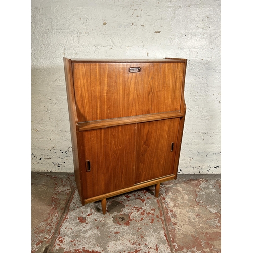 87 - A mid 20th century teak bureau - approx. 108cm high x 76cm wide x 30cm deep