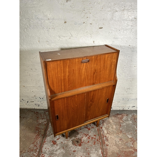 87 - A mid 20th century teak bureau - approx. 108cm high x 76cm wide x 30cm deep