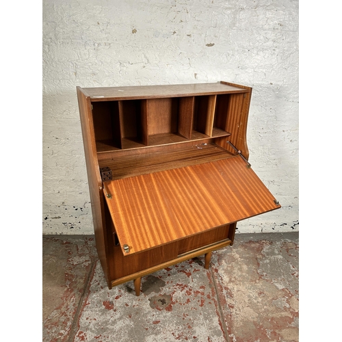 87 - A mid 20th century teak bureau - approx. 108cm high x 76cm wide x 30cm deep