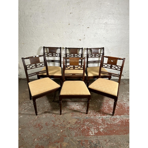 89 - Six Edwardian inlaid mahogany dining chairs