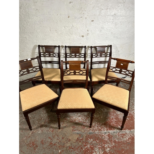 89 - Six Edwardian inlaid mahogany dining chairs