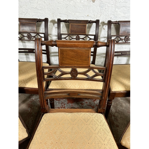 89 - Six Edwardian inlaid mahogany dining chairs