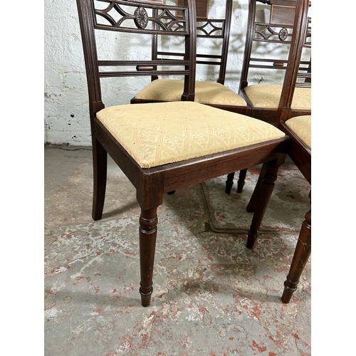 89 - Six Edwardian inlaid mahogany dining chairs