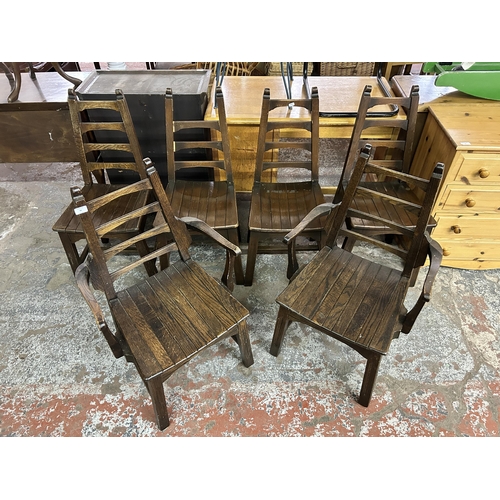 90 - Six Webber Furniture oak dining chairs