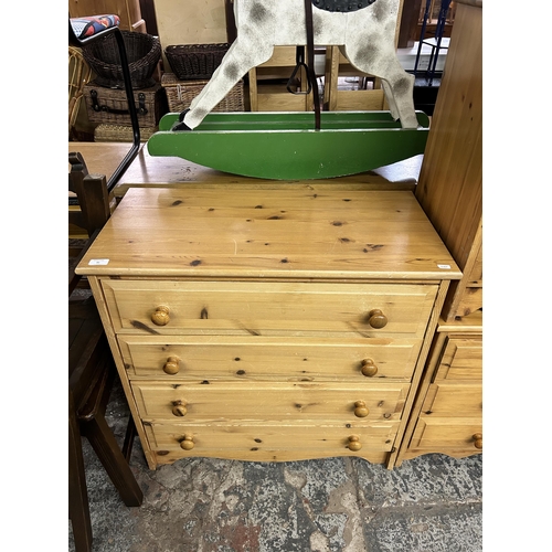 91 - A pine chest of drawers - approx. 80cm high x 80cm wide x 39cm deep