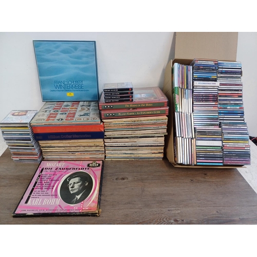 783 - A collection of LP vinyl records, CDs, cassette talking books and VHS videos to include Schubert 'Wi... 