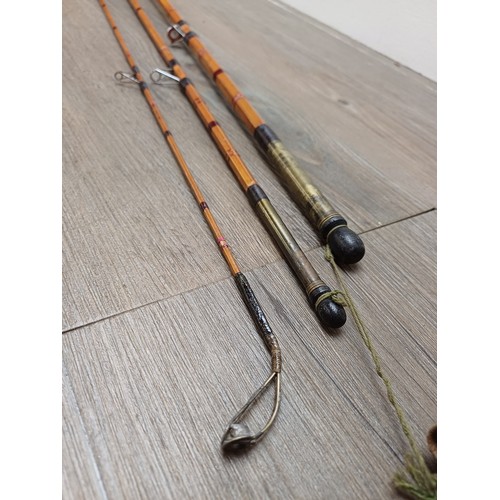 635 - A vintage Allcock's Record Breaker split cane three piece coarse fishing rod with original sleeve