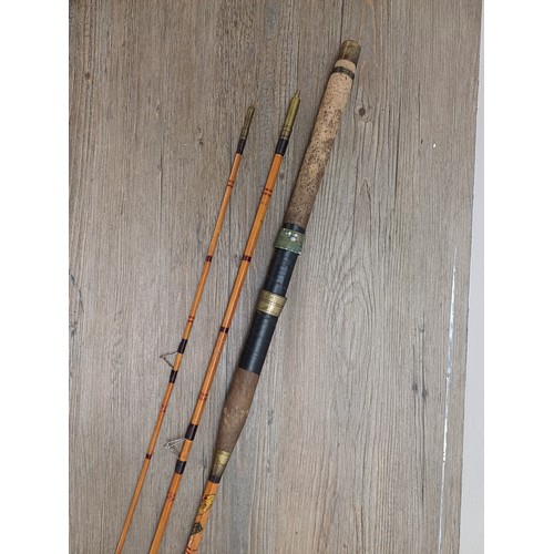 635 - A vintage Allcock's Record Breaker split cane three piece coarse fishing rod with original sleeve