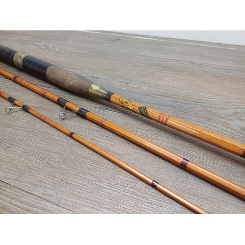 635 - A vintage Allcock's Record Breaker split cane three piece coarse fishing rod with original sleeve