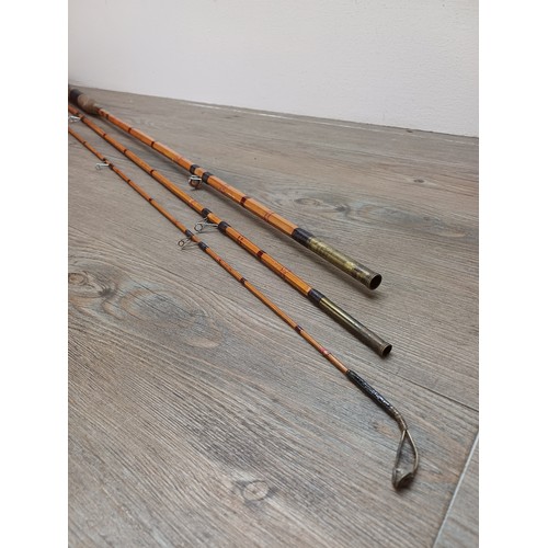 635 - A vintage Allcock's Record Breaker split cane three piece coarse fishing rod with original sleeve