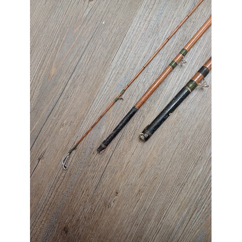 636 - A Victorian Charles Farlow & Co. of 191 The Strand London greenheart three piece salmon fishing rod ... 