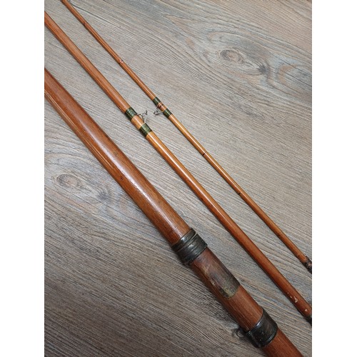 636 - A Victorian Charles Farlow & Co. of 191 The Strand London greenheart three piece salmon fishing rod ... 