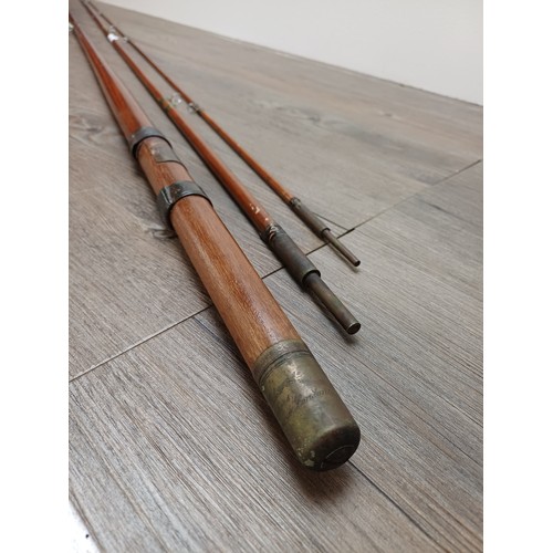 636 - A Victorian Charles Farlow & Co. of 191 The Strand London greenheart three piece salmon fishing rod ... 