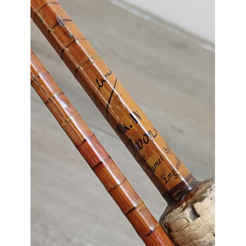 637 - A mid 20th century B. James & Son Richard Walker Mk. IV Avon split cane two piece coarse fishing rod