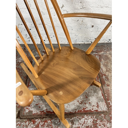 196 - A 1960s Ercol Windsor blonde elm and beech Quaker rocking chair