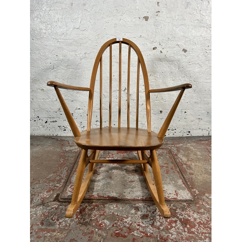 196 - A 1960s Ercol Windsor blonde elm and beech Quaker rocking chair