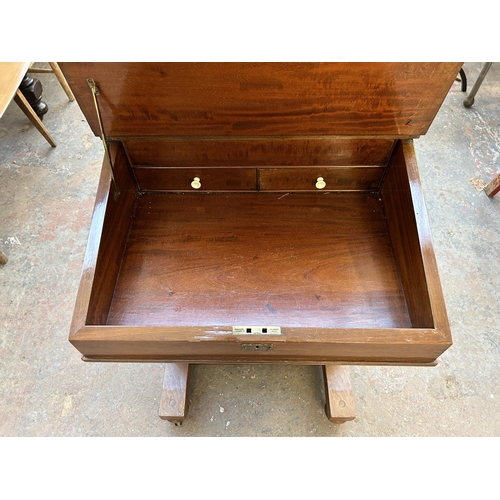 198 - A Victorian mahogany Davenport desk stamped Hobbs & Co London to brass lock - approx. 87cm high x 53... 