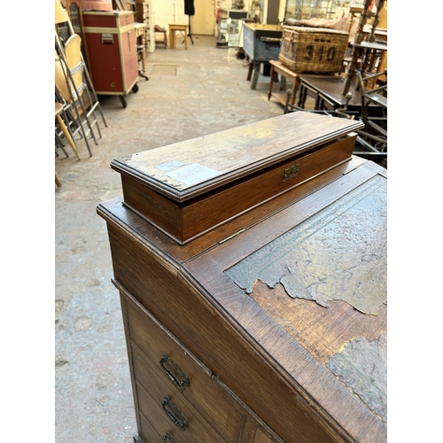 198 - A Victorian mahogany Davenport desk stamped Hobbs & Co London to brass lock - approx. 87cm high x 53... 