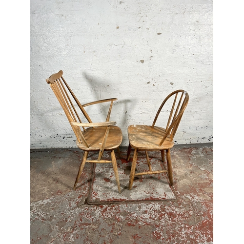 206 - Two Ercol blonde elm and beech chairs