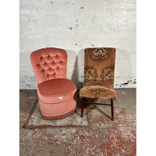 210 - Two mid 20th century fabric upholstered bedroom chairs