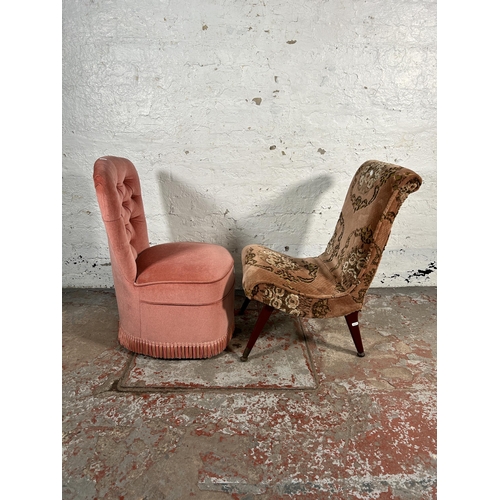 210 - Two mid 20th century fabric upholstered bedroom chairs