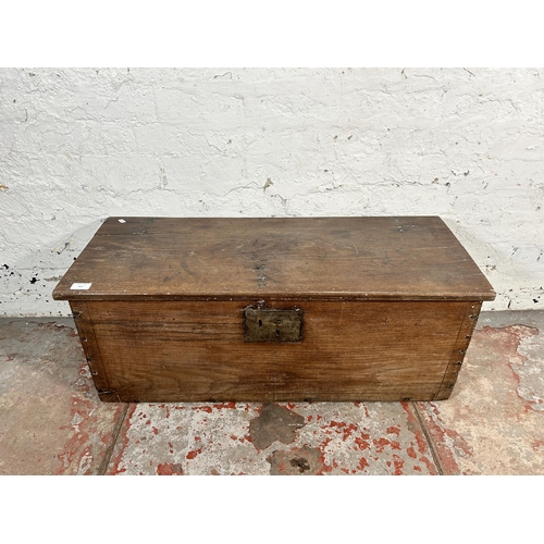 212 - A 17th century carved oak sword chest - approx. 36cm high x 91cm wide x 38cm deep