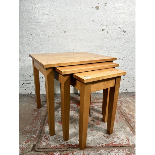 222 - A Next beech nest of tables - approx. 55cm high x 60cm wide x 50cm deep