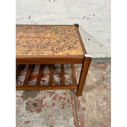 224 - A mid 20th century teak and tile top rectangular coffee table - approx. 41cm high x 47cm wide x 87cm... 