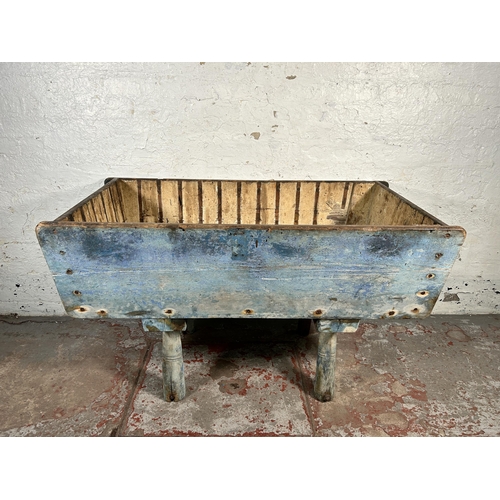 228 - A 19th century painted pine dough bin - approx. 80cm high x 71cm wide x 136cm long