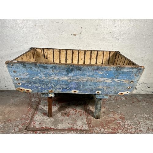 228 - A 19th century painted pine dough bin - approx. 80cm high x 71cm wide x 136cm long