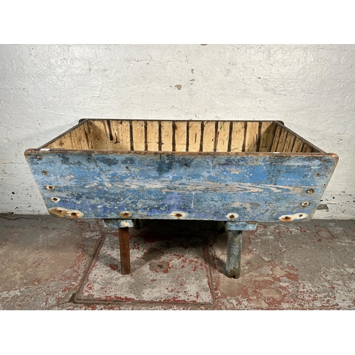 228 - A 19th century painted pine dough bin - approx. 80cm high x 71cm wide x 136cm long